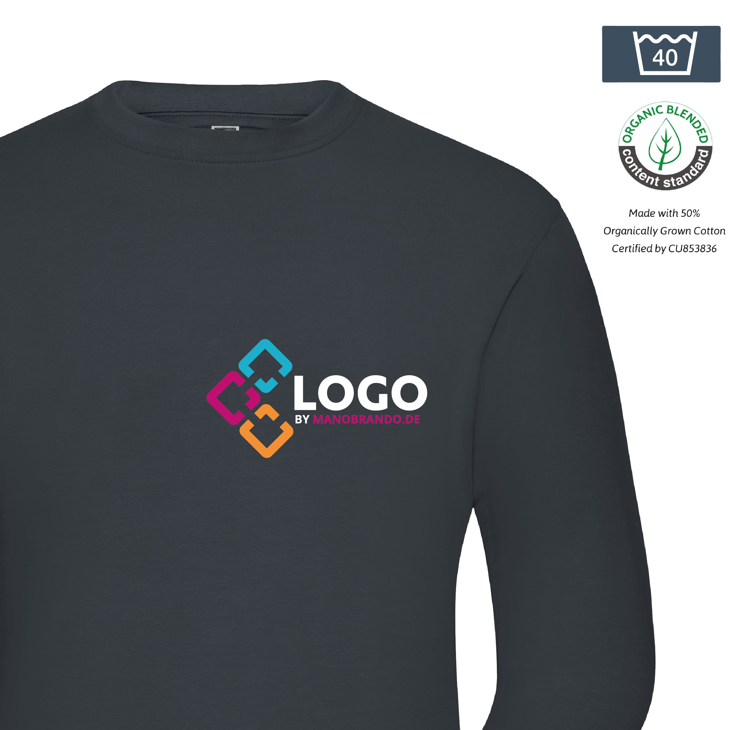 Bio Langarmshirt mit Logo | Werbemittel