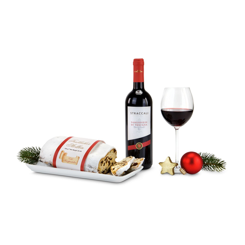 Rotwein + Stollen Werbepräsent Weihnachten