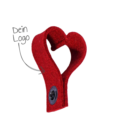Masskrugmarker Herz mit Logo bedrucken als Werbeartikel
