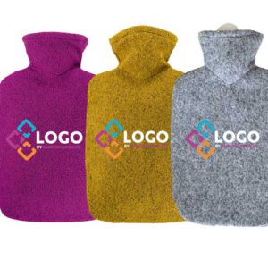 Wärmflasche mit Bezug in Filzoptik individuell mit Logo Werbemittel