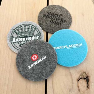 Filzuntersetzer in Eigendesign mit Logo Werbemittel individuell