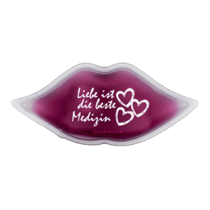 Kühlkissen Lippe Kussmund mit Logo bedrucken Werbemittel