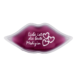 Kühlkissen Lippe Kussmund mit Logo bedrucken Werbemittel
