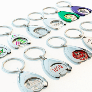 Einkaufswagenchip Tropfen mit Logo Werbemittel