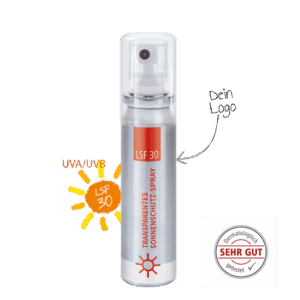 Sonnenschutz Spray mit Logo bedrucken Werbemittel