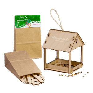 Werbemittel Vogelhäuschen mit Logo