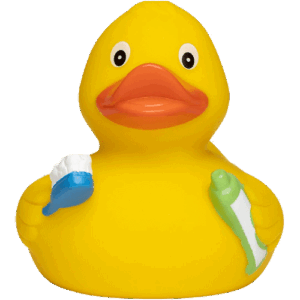 Quietscheente/Badeente Zahnarzt mit Logo