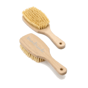 Massagebuerste Naturborste aus Holz | mit Logo