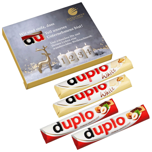 4er Advents Pack Duplo mit Logo | Werbesüßigkeiten