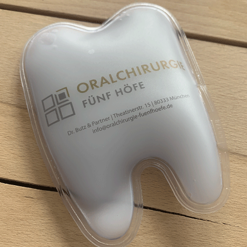 Kühlkissen Zahnarzt mit Logo Werbeartikel