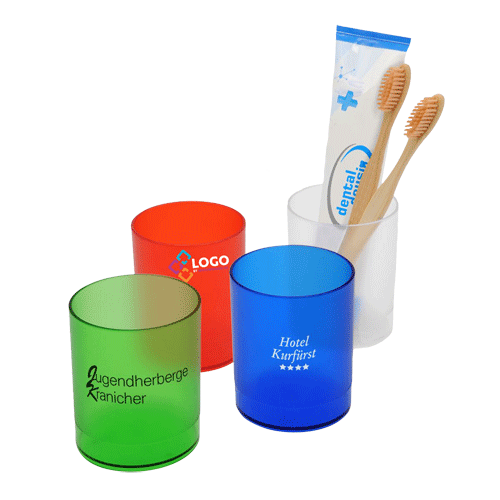 Zahnputzbecher gefrostet mit Logo | Werbeartikel