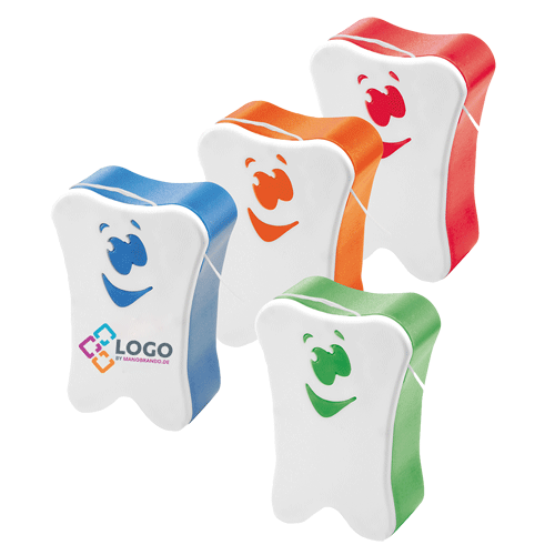 Zahnseide Gesicht mit Logo | Werbeartikel