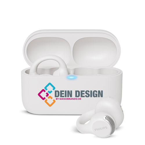 Philips Kopfhörer open car two earbuds mit Logo Druck