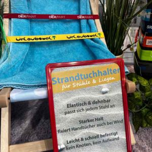 Elastischer Strandtuchhalter mit Logo Aufdruck | Uraubs-Werbeartikel