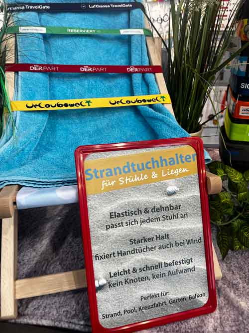 Elastischer Strandtuchhalter mit Logo Aufdruck | Uraubs-Werbeartikel