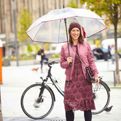 Fare Pure Werbeschirm automatic transparent rot