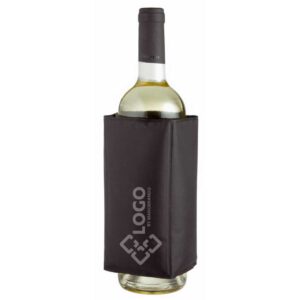 Flaschenkühler edel, schwarz mit Logo | Werbegeschenk