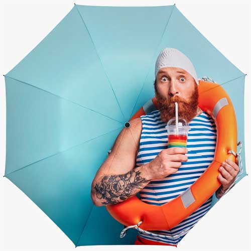 Werbeschirme mit vollflächigem Allover-Werbedruck