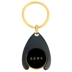 Schlüsselanhänger Einkaufswagenchip Exclusive | schwarz + gold matt mit Logo Prägung