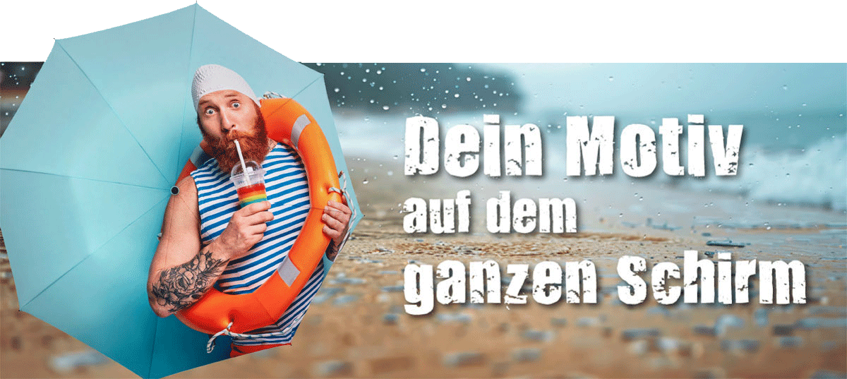 Werbeschirme mit vollflächigem Allover-Werbedruck