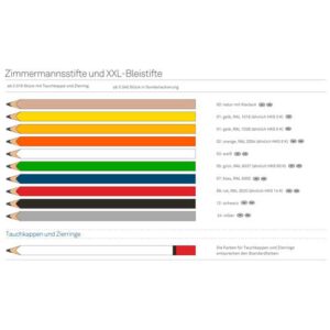 Zimmermansbleistifte eckig, Farben