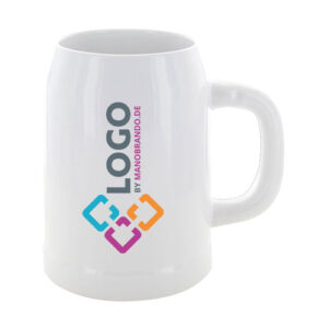Bierkrug weiss 0,5 Liter mit Logo bedrucken lassen | Werbeartikel