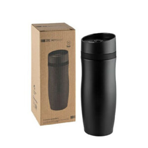 Vakuum Thermobecher schwarz CremaExtensaNero mit Logo Druck