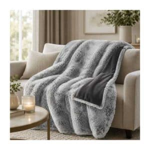 Luxus Kuscheldecke anthrazit 150x200 cm / Werbegeschenk hochwertig