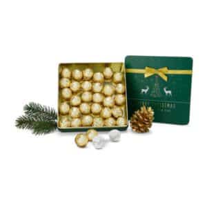 Weihnachtliche Champagnertrüffel Geschenkdoset | mit Logo