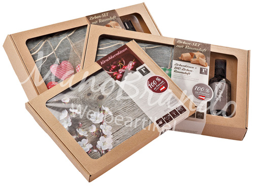 Zirbenkissen bedrucken als Geschenk-Set