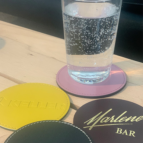 Glasuntersetzer mit Logo Prägung/Druck