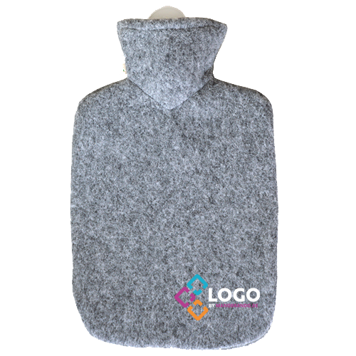 Filz Wärmflasche mit Logo | grau