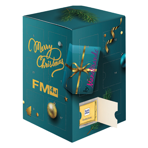 Ritter Sport Adventskalender bedrucken mit Logo | Werbegeschenk Ritter Sport Adventskalender Tower Werbegeschenk