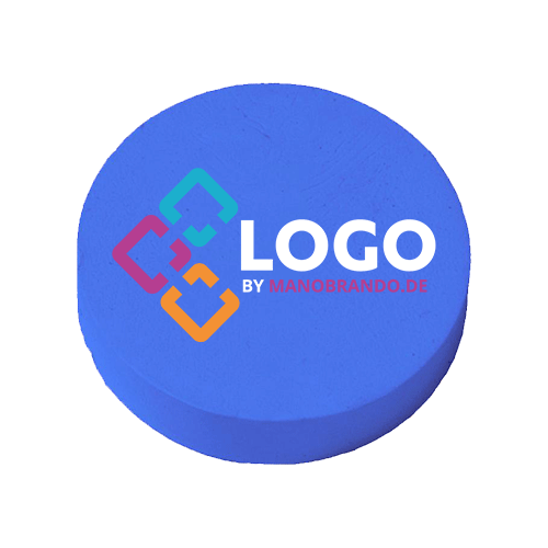 Radiergummi Rund blau mit Logo