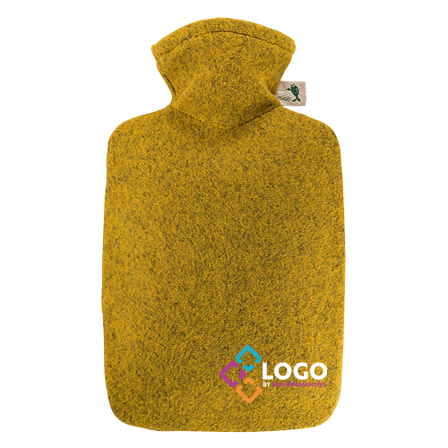 Filz Wärmflasche mit Logo bedrucken/besticken | gelb