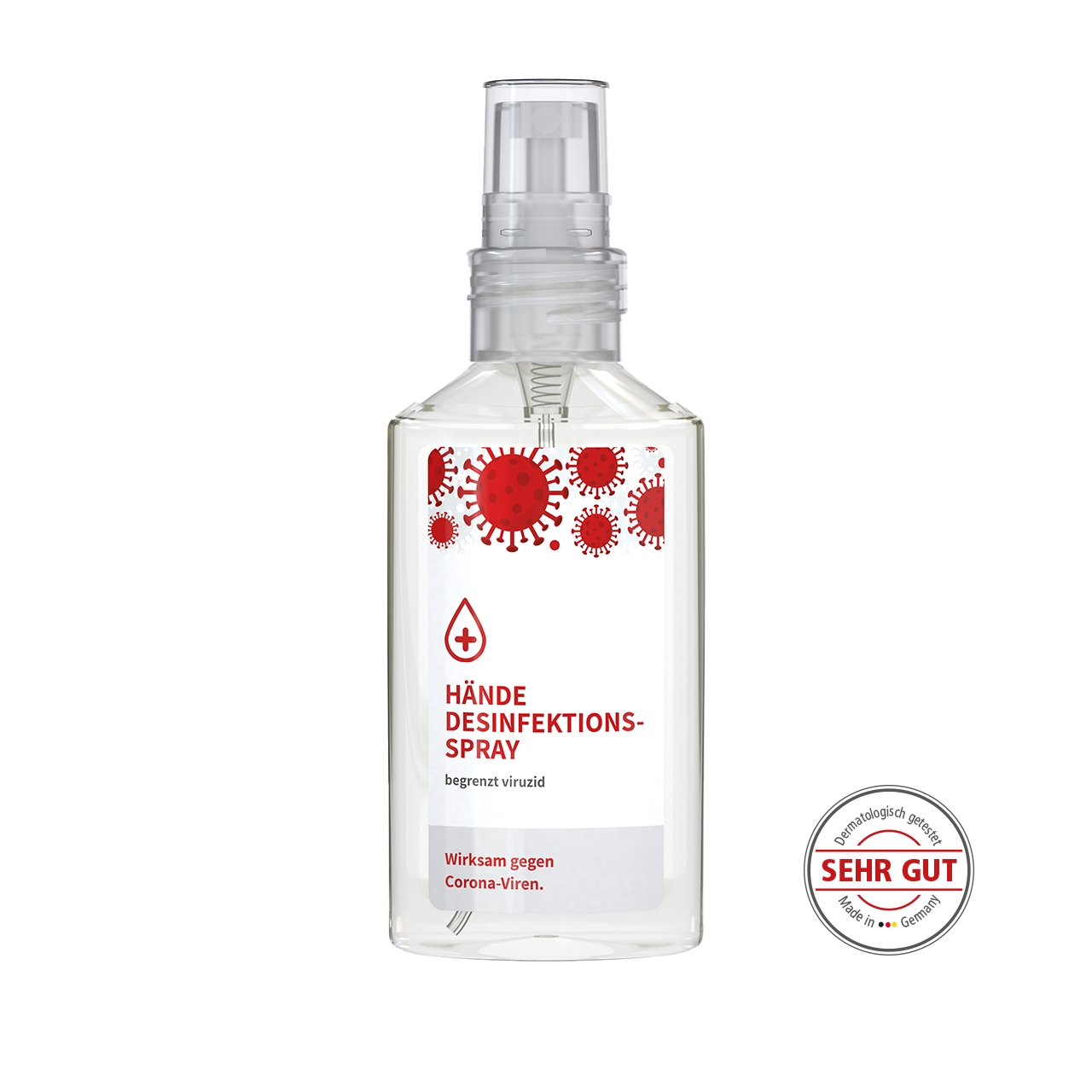 Corona Viren Desinfektionsspray mit Logo