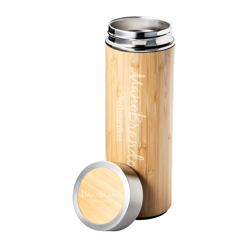 Isolierflasche Bambus bedrucken